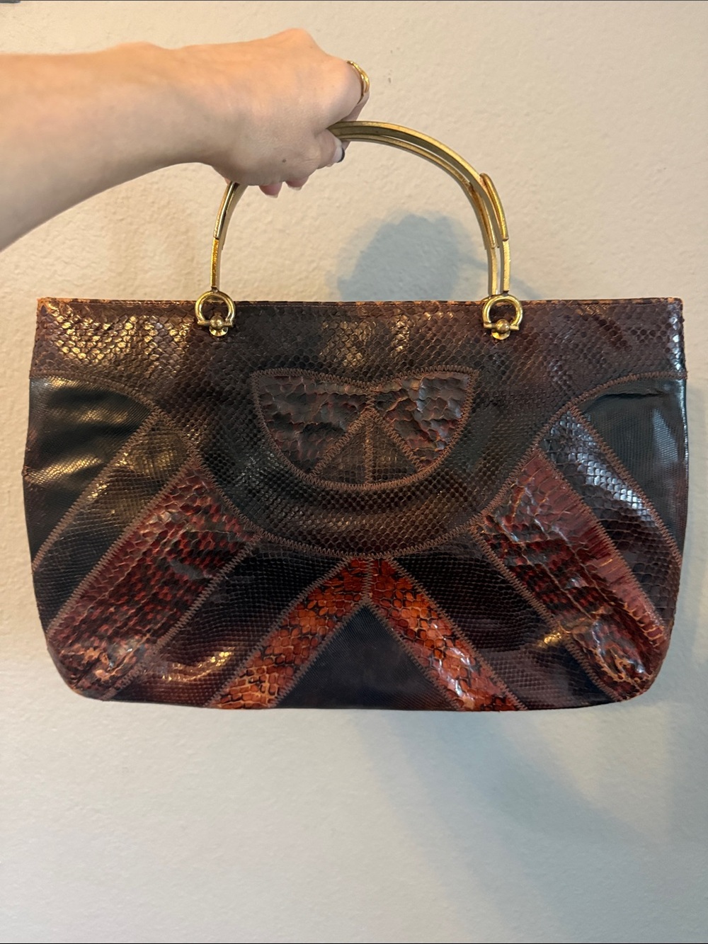 Vintage Bags by Varon Patchwork Snakeskin Handbag